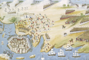 The Siege of Missolonghi, depicted by Greek painter Panagiotis Zographos.