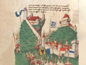 The Swiss in front of Bellinzona and its castles, 1422.