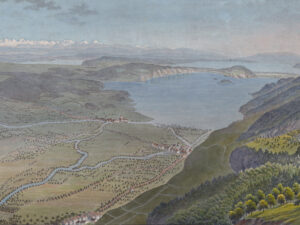 Panorama du lac de Bienne, du lac de Morat et du lac de Neuchâtel, vers 1825.