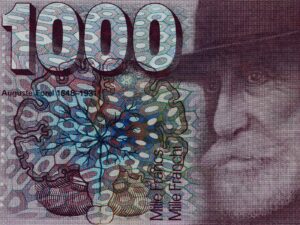 Auguste Forel depicted on the thousand-franc note (front) that came into circulation in 1978.