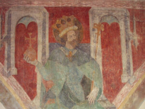 Sigismund von Burgund. Fresko in der Dreifaltigkeitskirche (Konstanz), entstanden zwischen 1417 und 1437.