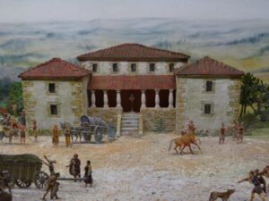 Reproduction of a Villa Rustica with pewter figures.