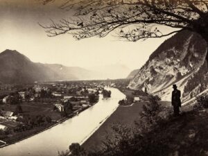 Blick auf Aarmühle, später umbennant in Interlaken, in den 1860er-Jahren.