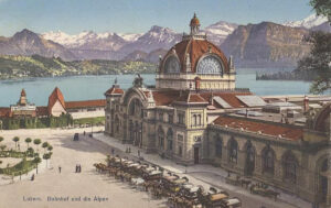 La gare de Lucerne vers 1900, peu après son achèvement