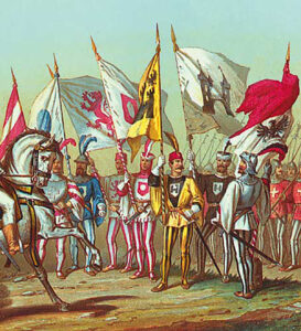 Détail du panorama monumental La bataille de Morat, réalisé en 1893 par le peintre historique allemand Louis Braun.