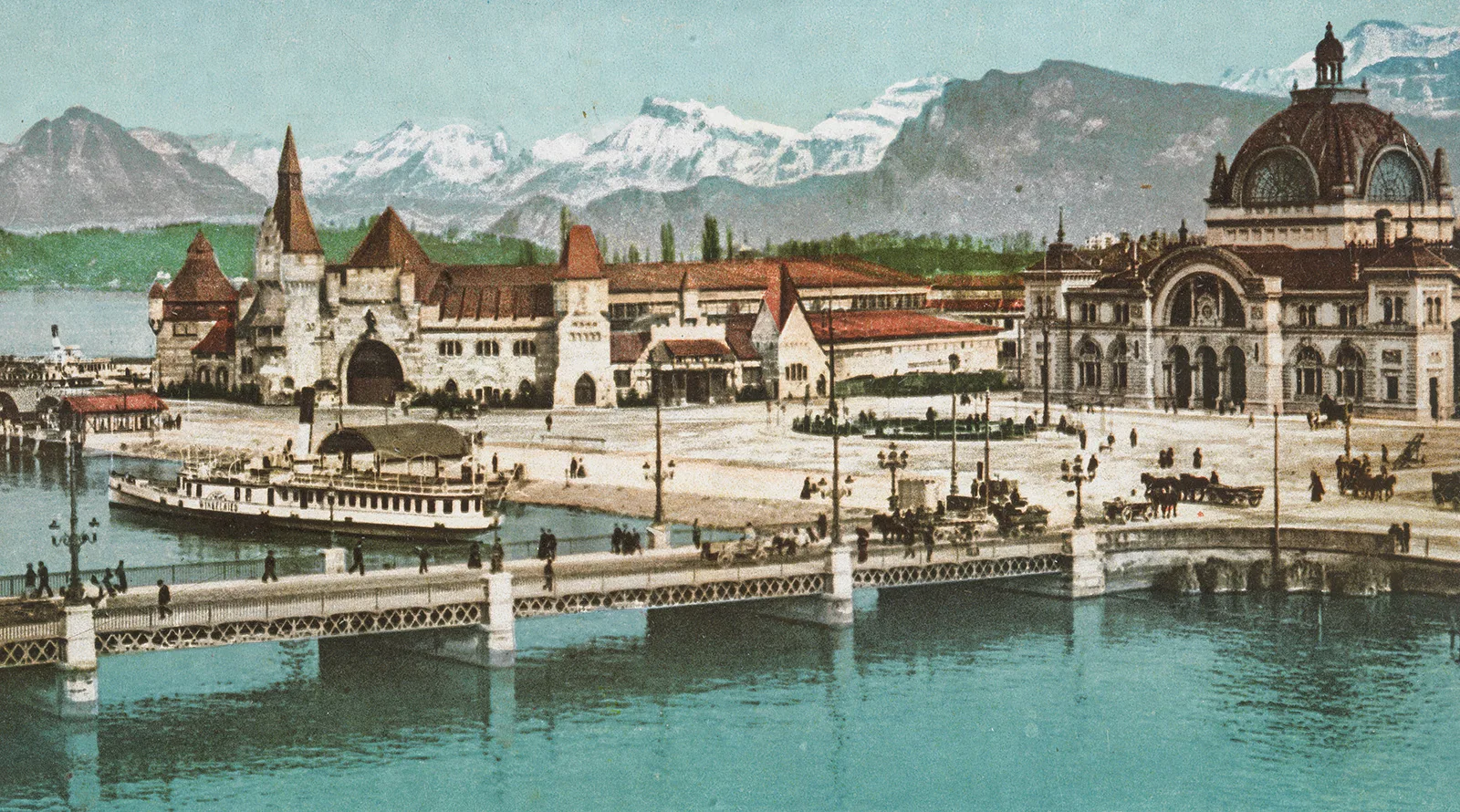 Festhütte, eigens errichtet für das eidgenössische Schützenfest 1901 in Luzern