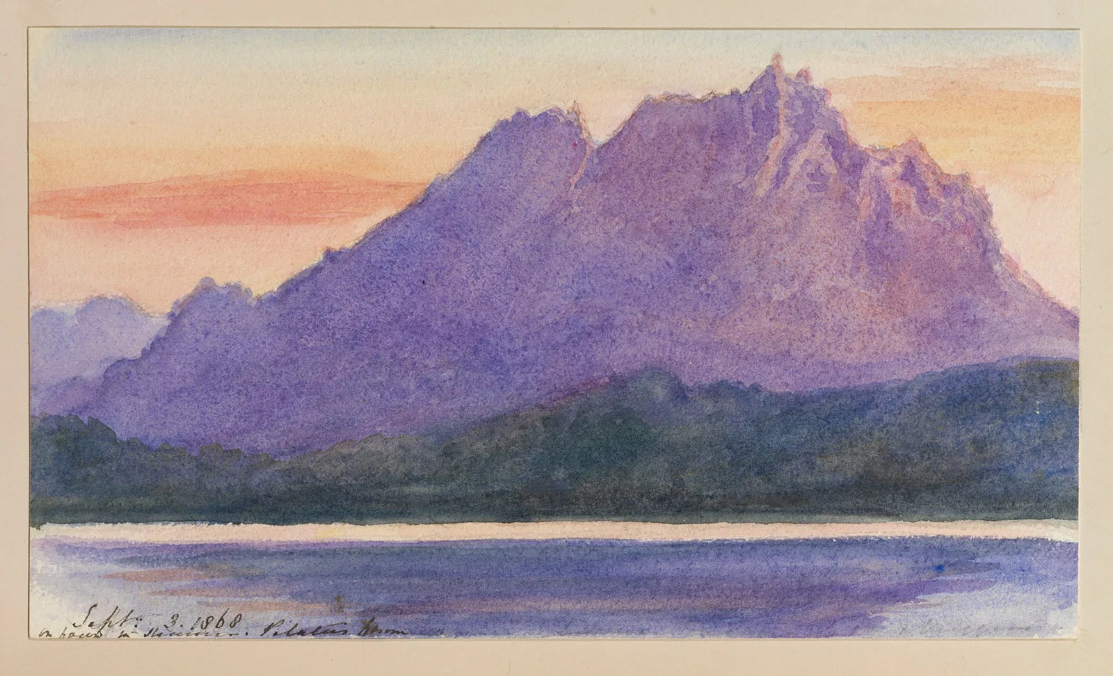 Ganz in Violett getaucht: der Pilatus wirkt in der Darstellung der Queen fast impressionistisch.