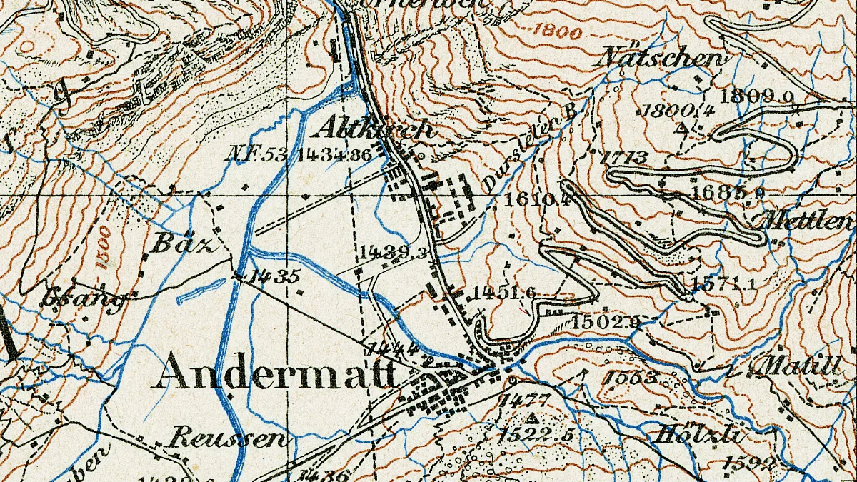 Ausschnitt aus der Siegfriedkarte von 1921.