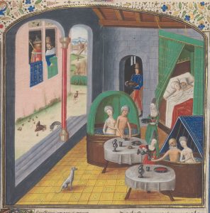 Kombinationen aus Badestube und Bordell waren beliebt. Abbildung aus dem 15. Jahrhundert.