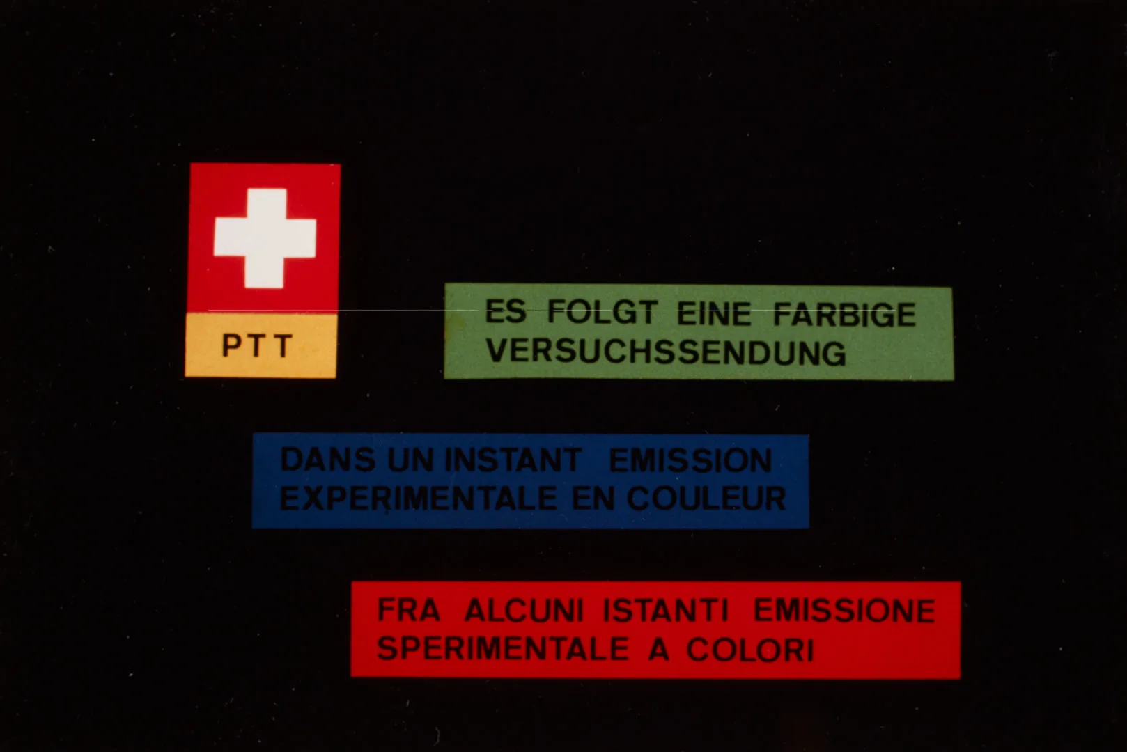 Repro eines Dias für TV-Versuchssendungen, 1968.