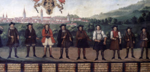 Berufsleute des Leinwandgewerbes in St. Gallen, um 1714, Maler unbekannt.