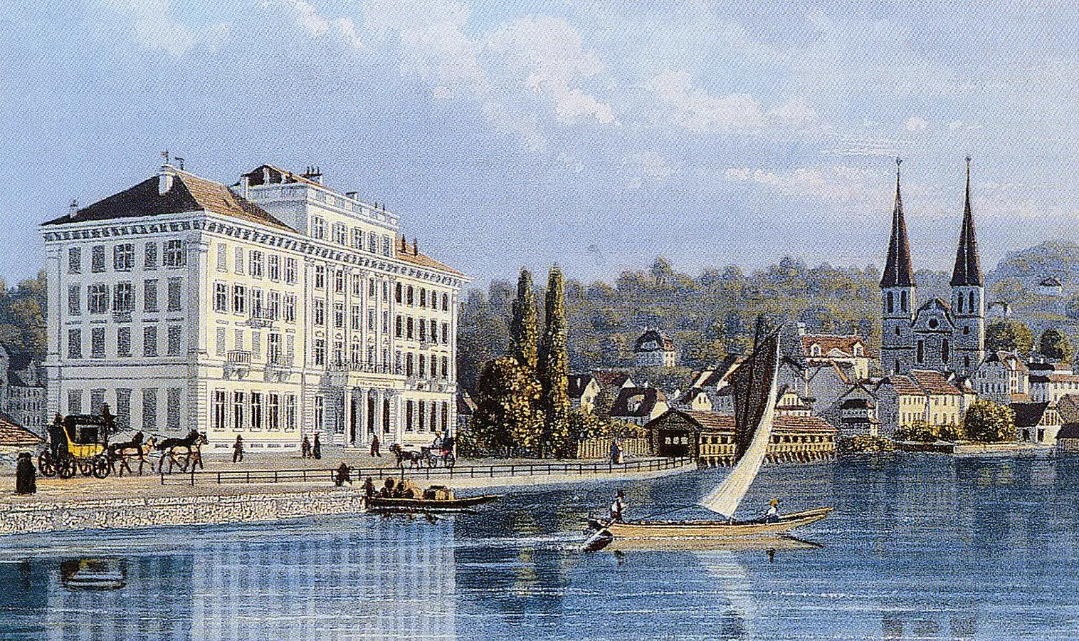 Hotel Schweizerhof, Luzern um 1850.