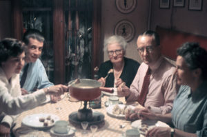 Cosy fondue dinner in the 1940s, Liestal.