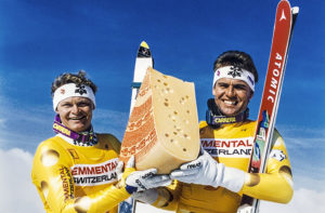 The Swiss national team ski suits from 1992 to 1998.