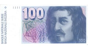 Francesco Borromini sur le billet de 100 francs de la série de 1976.