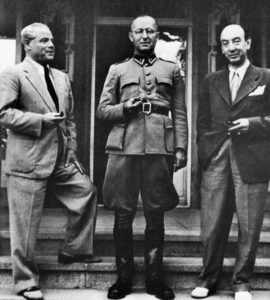 Max Husmann, Max Waibel und Baron Luigi Parilli (von links) bei einem Treffen 1945.