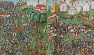 Die Schlacht bei Grandson dargestellt in der Eidgenössischen Chronik des Luzerners Diebold Schilling (Ausschnitt)
