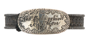 Bague en fer et tôle d’argent portant la gravure «J’ai donné de l’or pour du fer», 1813.