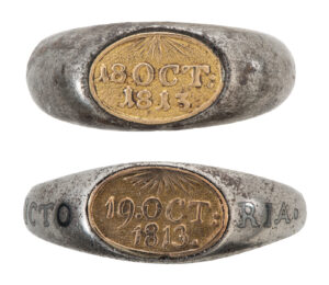 Gold and iron finger rings commemorating the Battle of Leipzig, 1813.