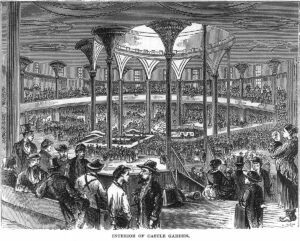 The immigrants were examined and registered in “Castle Garden”. Illustration from Harper’s Magazine, 1871.