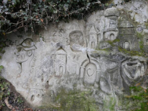 A sandstone relief in the Töss Valley above Rikon features Polish motifs.
