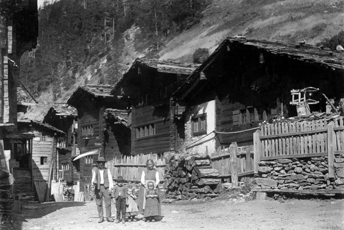 Eine Bauernfamilie in Binn, ca. 1900-1910.