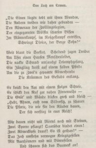 Poème de Meyer sur la bataille d’Agen, datant de 1882. L’auteur n’a pas hésité à situer la scène sur le territoire de la Suisse actuelle.