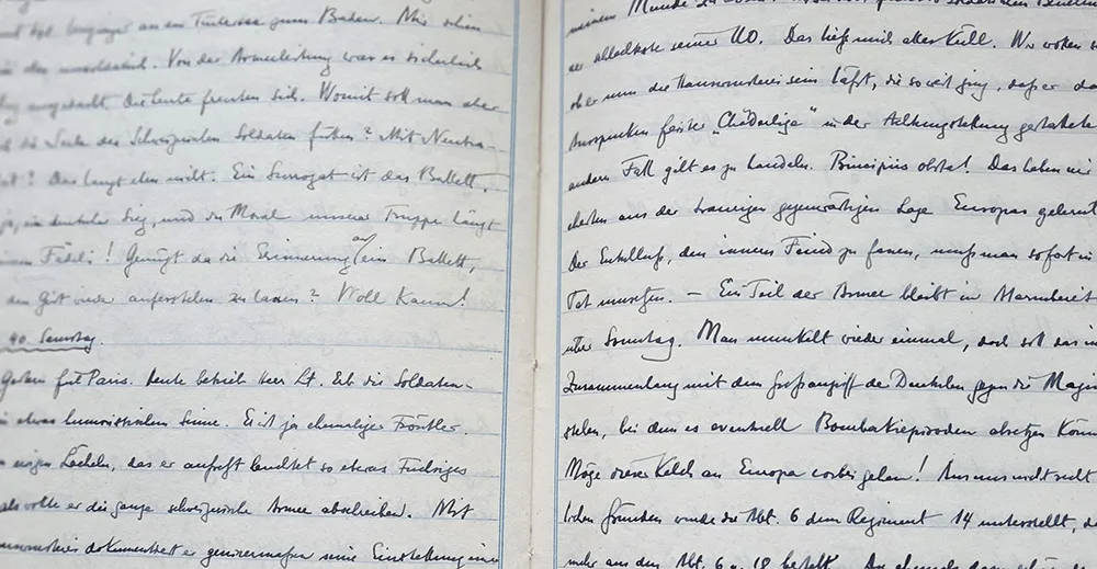 Seite aus dem Kriegstagebuch von Marcel Beck.