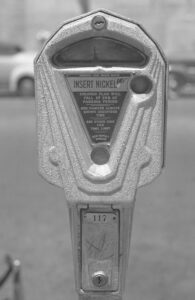 A parking meter in Long Beach, California, circa 1940