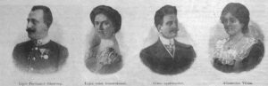 Notre illustre quatuor, qui a quitté précipitamment Zurich de nuit pour se rendre à Genève. De gauche à droite: Léopold-Ferdinand, Louise, André Giron et Wilhelmine Adamovic.