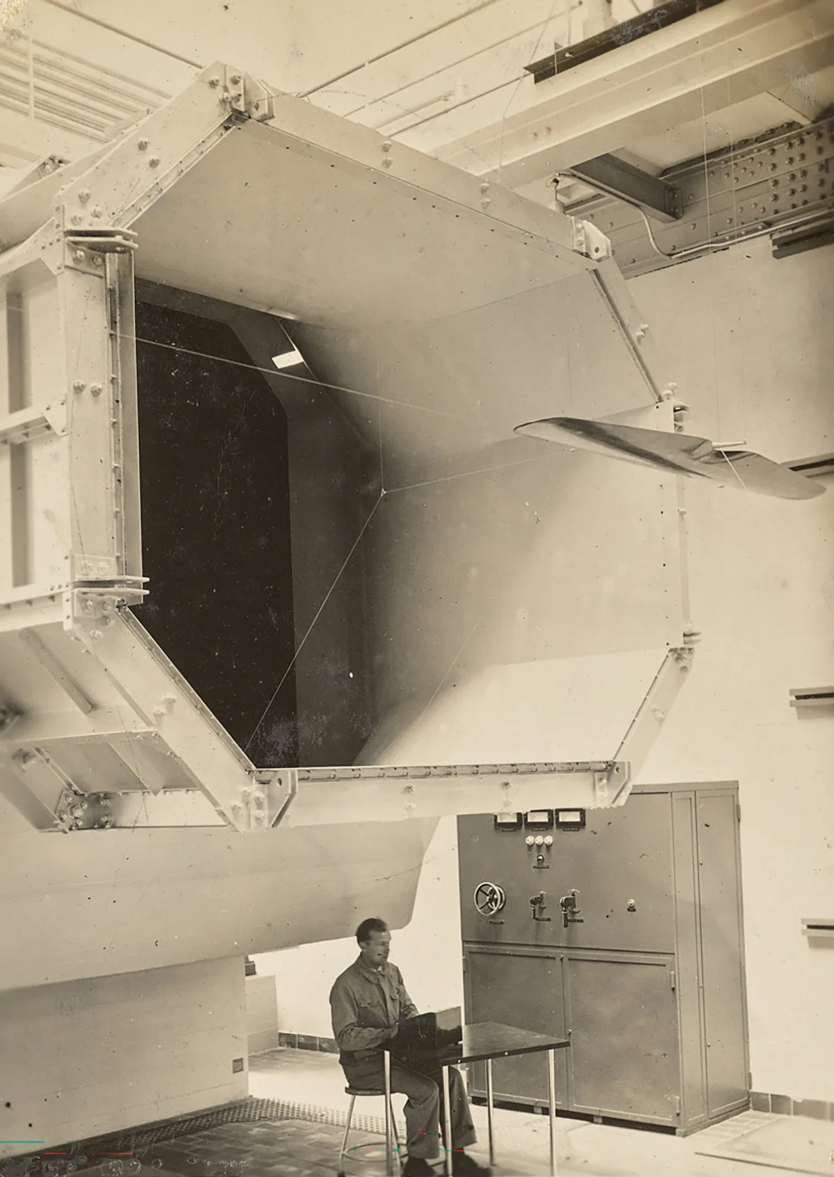 Windkanal, Maschinenlaboratorium, Institut für Aerodynamik, um 1934.