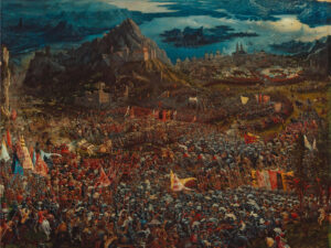 Une perspective audacieuse: La Bataille d’Alexandre (bataille d’Issos), par Albrecht Altdorfer, 1529.