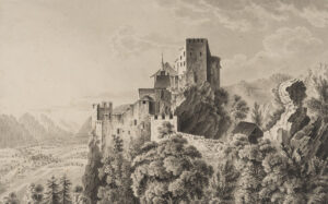 Die Burg Neu-Falkenstein auf einer Darstellung von 1820.