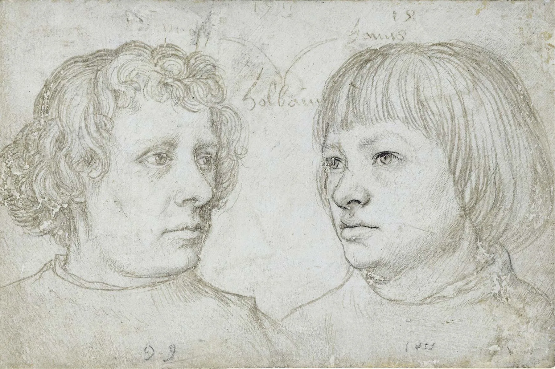 Zeichnung der Brüder Ambrosius und Hans Holbein von ihrem Vater, Hans Holbein dem Älteren, 1511.