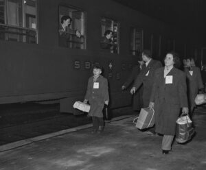 Hungarian refugees arriving in Morges and Bière, 1956.