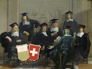 The first seven federal councillors from Vaud were active in the legal profession. Illustration by Marco Heer.