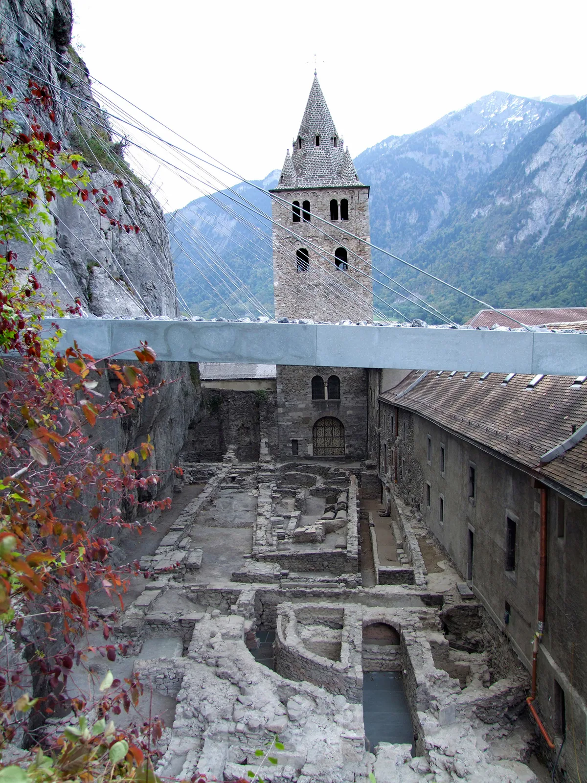 Archäologische Überreste im Kloster St. Maurice.