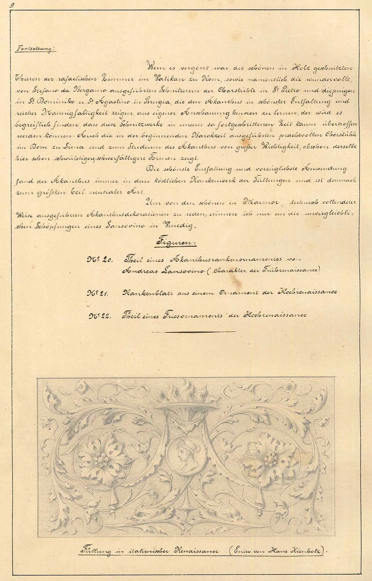 Aus dem Lehrmittel von Hans Kienholz «Der Akanthus in den verschiedenen Stilperioden. Den Zöglingen der Schnitzlerschule gewidmet».