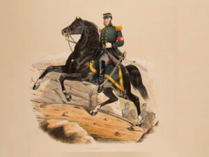 Le colonel Jean-Louis Aubert à cheval en uniforme ordonné 1861.