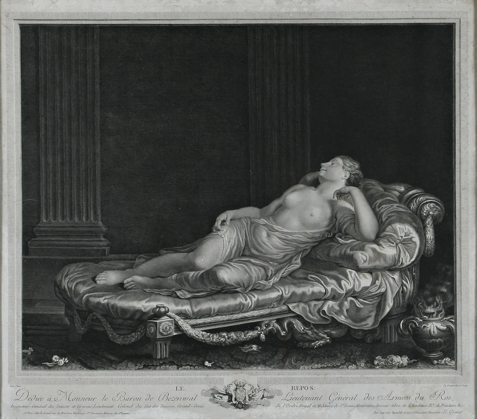 Augustin-Claude-Simon Le Grand, Le repos, 1785. Radierung, Museum Schloss Waldegg, Wa 1018