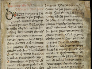 Extrait de la première page de la Vita sancti Columbae, rédigée autour de l’an 700.