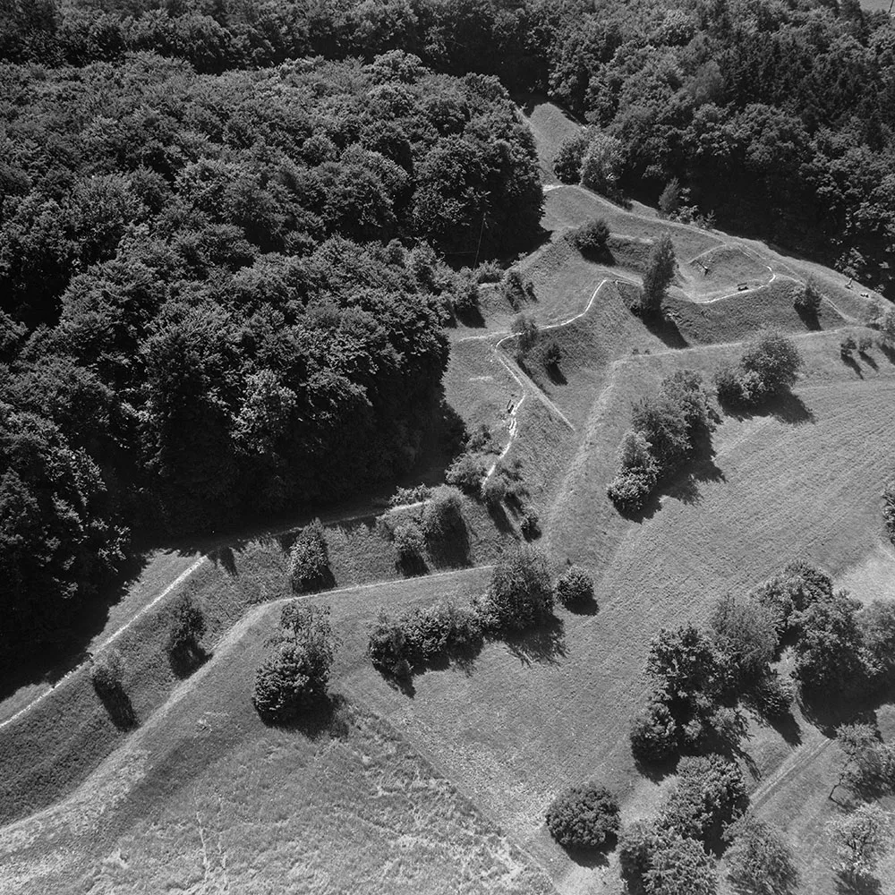 Luftbild der Schanze von Bargen, aufgenommen 1950.