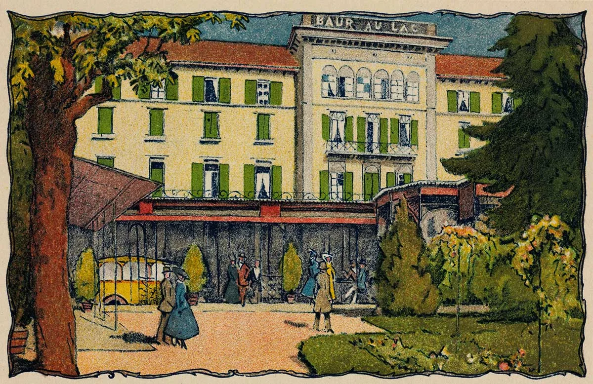 Das Hotel Baur au Lac auf einer Postkarte von 1910.