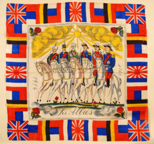 Foulard de soie imprimée «Les Alliés 1914-1915» créé par Raoul Dufy.