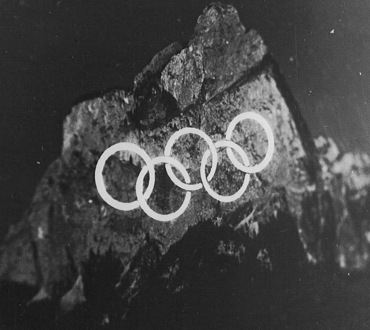 Projektion während der Winterolympiade 1956 in Cortina d'Ampezzo.