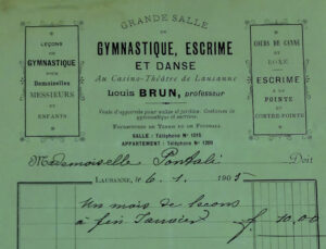 Certificate for a January 1905 course with Louis Brun.
