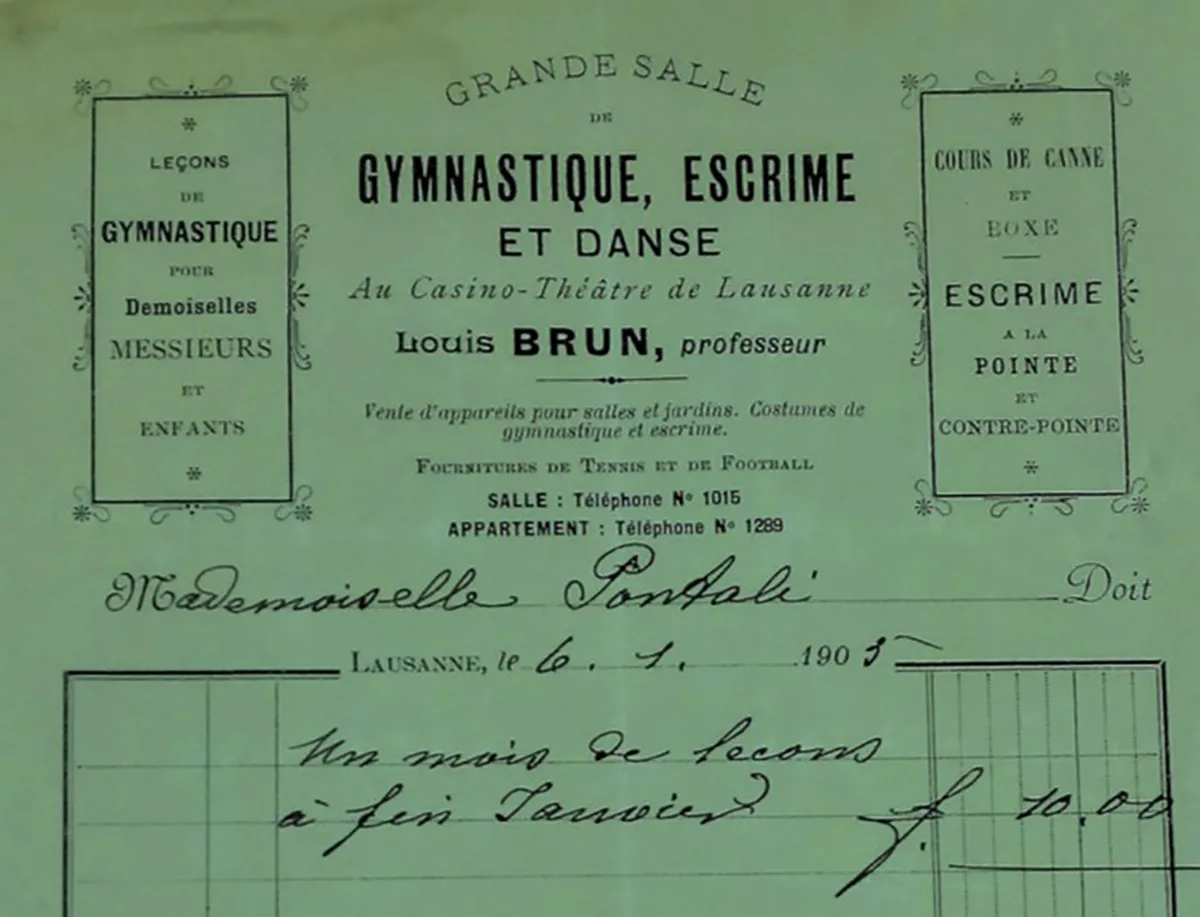 Bescheinigung für einen Kurs im Januar 1905 bei Louis Brun.