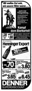 Newspaper advert urging people to fight the beer cartel, in the Bieler Tagblatt of 22 February 1985.