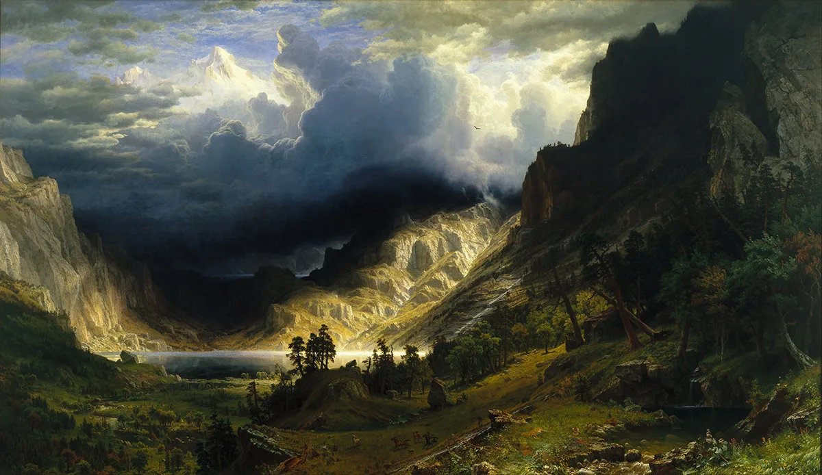 «A Storm in the Rocky Mountains», Gemälde von Albert Bierstadt, 1866.