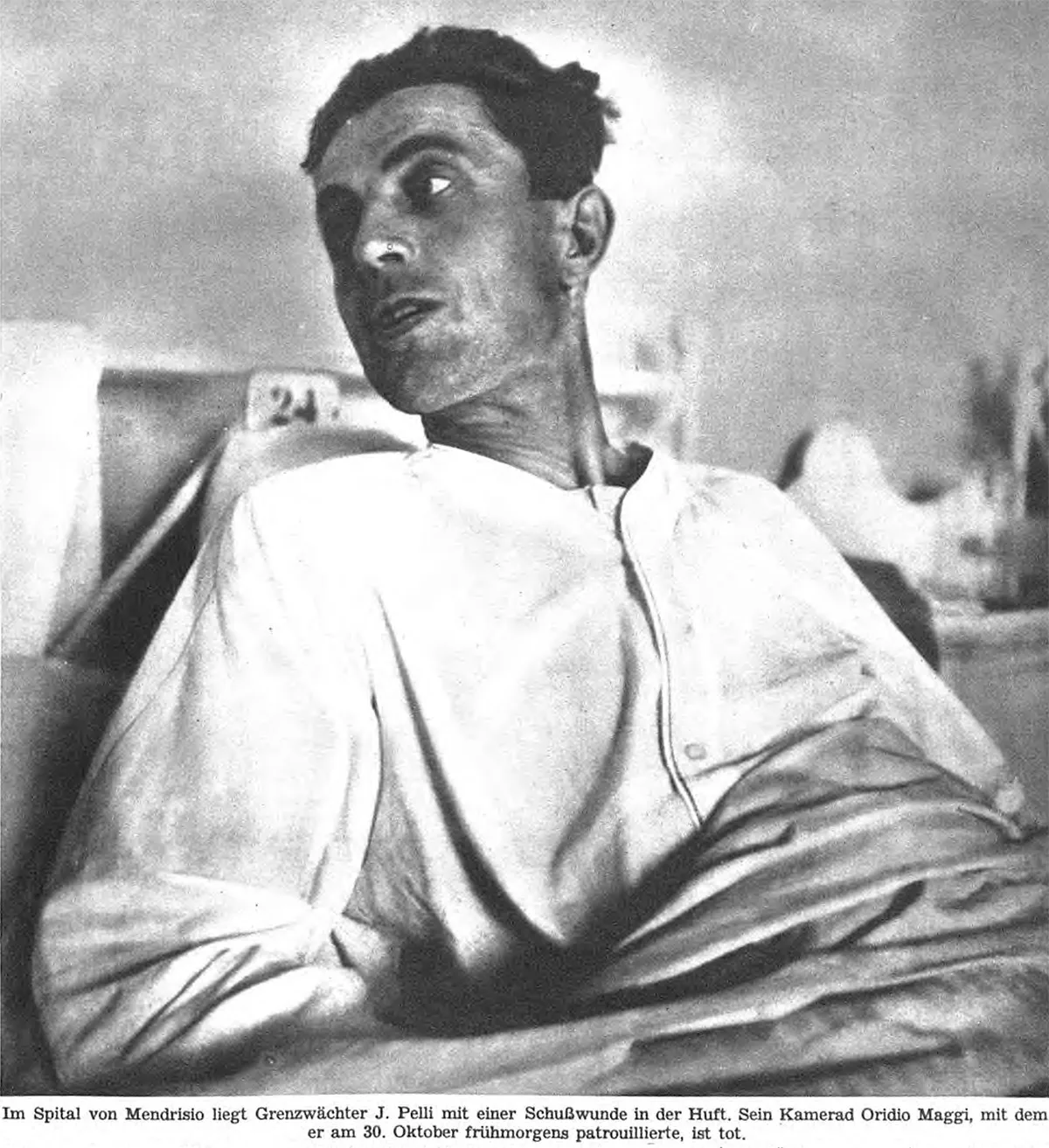 Ovidio Maggis verwundeter Arbeitskollege Giovanni Pelli im Spital von Mendrisio.